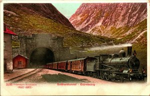 Vintage Postcard Germany - Gotthardtunnel - Expresszug - Train Gothard Tunnel