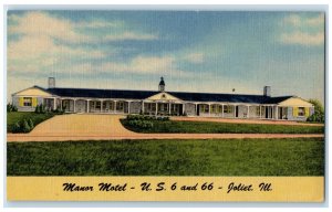 c1950's Manor Motel Roadside Joliet Illinois IL Unposted Vintage Postcard