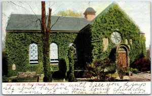 VINTAGE POSTCARD THE OLD ST. PAUL CHURCH AT NORFOLK VIRGINIA MAILED 1908