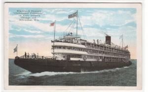 Whaleback Steamer Christopher Columbus Chicago Milwaukee WI postcard