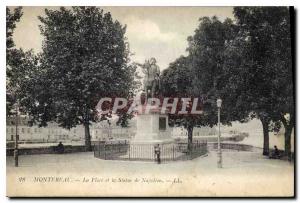 Old Postcard Montereau Square and the Statue of Napoleon