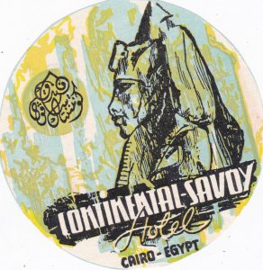 Egypt Cairo Hotel Continental Savoy Vintage Luggage Label sk2265