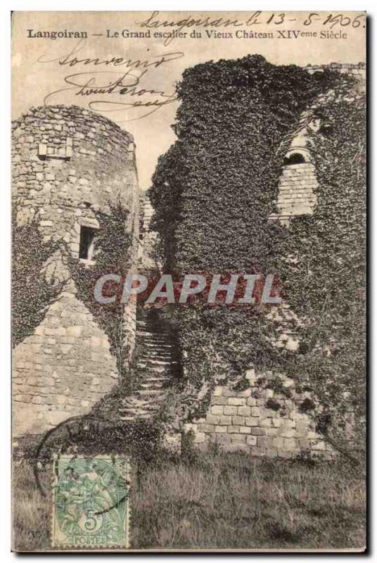 Old Postcard Langoiran Grand Staircase du Vieux Chateau Siecle