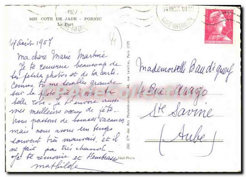 Postcard Modern Riviera Jade Pornic port