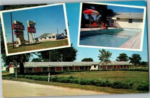 The Elms Motel Cafe, Greenville IL Multi View Vintage Postcard H06