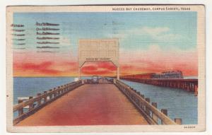 PC52 JLs 1941 postcard nueces bay causeway railroad old car