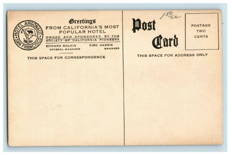 C.1910 Argonauts' Hotel 4th & Market San Francisco Postcard F30