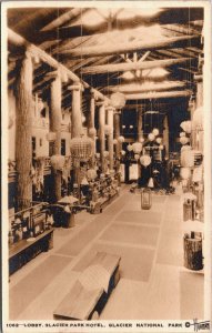 USA Lobby Glacier Park Hotel Glacier National Park Colorado RPPC C032