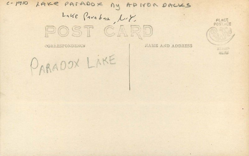 Postcard RPPC Photo C-1910 New York Lake Paradox Adirondacks waterfront 22-12849