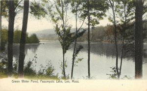 Hand-Colored Postcard Green Water Pond, Pasumpsic Lake, Lee MA Berkshire County