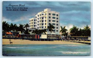 MIAMI BEACH, Florida FL ~ Roadside TRAYMORE HOTEL 1948 Linen  Postcard