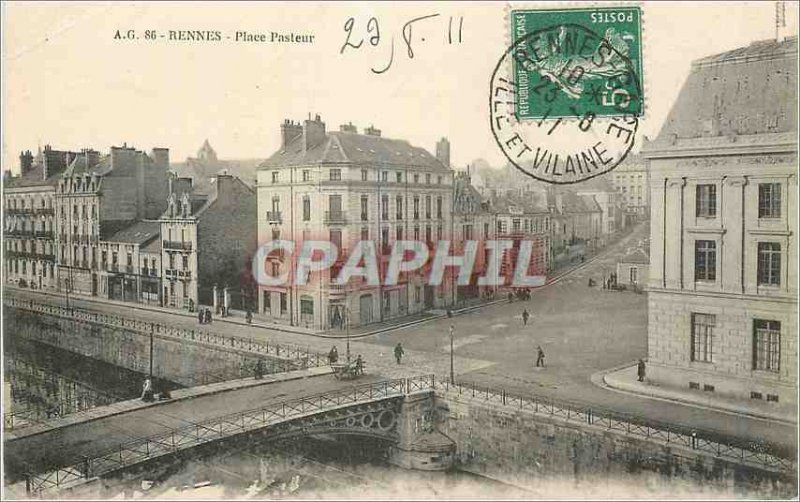 Postcard Old Rennes Place Pasteur