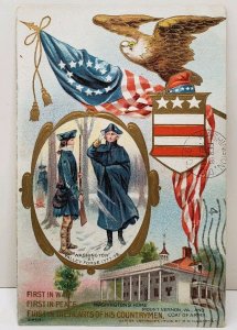 Patriotic Washington Multi View First in War... Embossed Gilded 1910 Postcard A2
