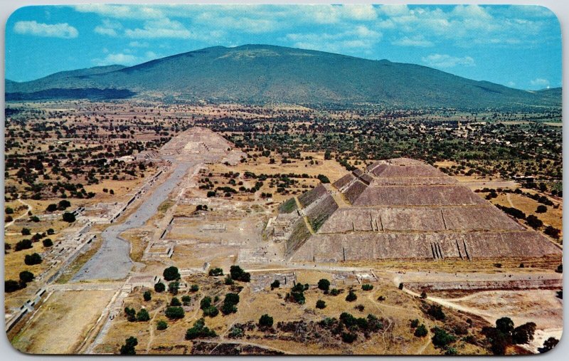 Air View Avenue Of The Dead Pyramids To The Moon Teotihuacan Mexico Postcard