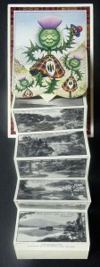 Scotland TROSSACHS 12 Image NOVELTY Kilt & Thistle PULL-OUT - Old Postcard