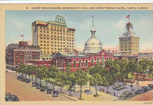 Florida Tampa Court House Square Showing City Hall And Tampa Terrace Hotel