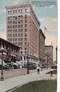 Iowa Des Moines Looking North On Sixth Avenue Showing New Hippee Building Cur...