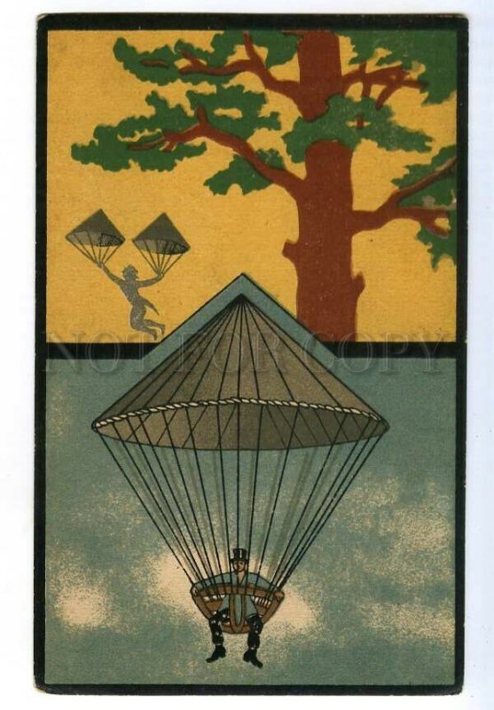 497355 HISTORY AVIATION Lenormands parachute flight Vintage russian game card