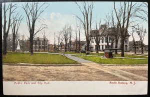 Vintage Postcard 1901-07 Public Park (Market Square) & City Hall, Perth Amboy NJ