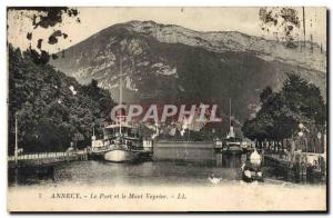 Old Postcard The Port Annecy and Mont Veyrier Boat