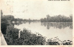 Vintage Postcard 1932 View of Fox River Menasha Wi Wisconsin