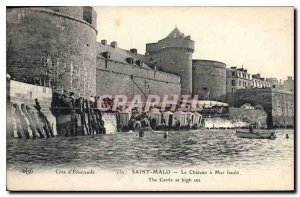 Old Postcard Emerald Coast Saint Malo Le Chateau has high sea