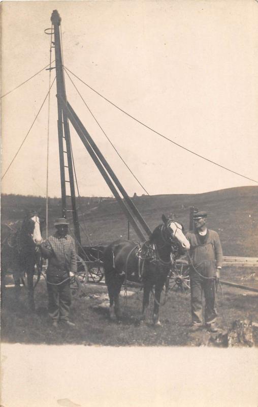 B29/ Occuptional Worker RPPC Postcard c1910 Hoist Overalls Horse Power 15