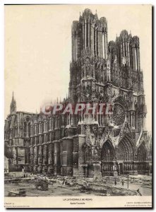 Postcard Old Large Format The Cathedral Of Reims After the & # 39incendie 23....