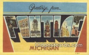 Pontiac, Michigan USA Large Letter Town Unused 