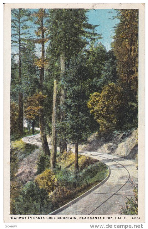 Highway in Santa Cruz Mountain, near Santa Cruz, California, PU-1926