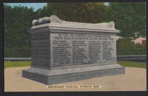 Massachusetts PLYMOUTH, Sarcophagus, Coles Hill Mayflower Passengers ~ Linen
