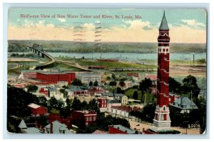1915 Bird's Eye View Of New Water Tower River St. Louis Missouri MO Postcard