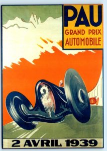 GRAND PRIX de PAU 1939  Poster Style AUTO RACING H. Lang 4x6 Repro Postcard