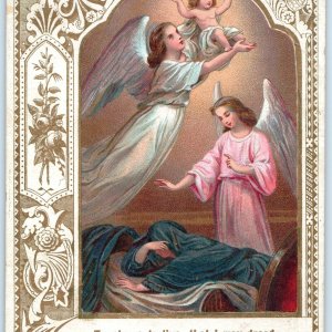 1874 Beautiful Christian Heavenly Guardians Angels Religious Trade Card Poem C48