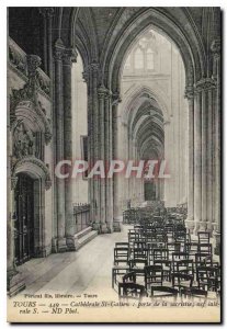 Postcard Old Tours Cathedrale St Gatien door of the Sacristy Nave late