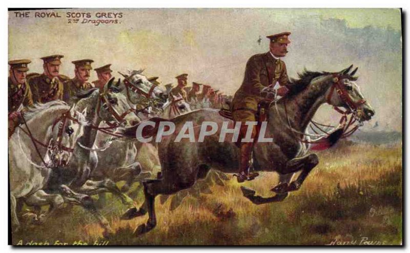 Old Postcard Army Royal Scots Grays 2nd Dragons A dash for the hill The grays...