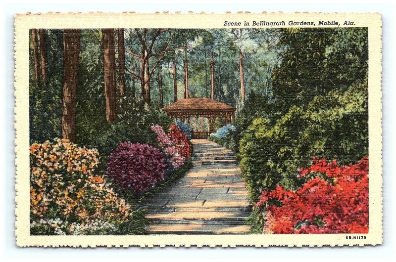 Postcard AL Mobile Bellingrath Gardens Vintage Linen F14