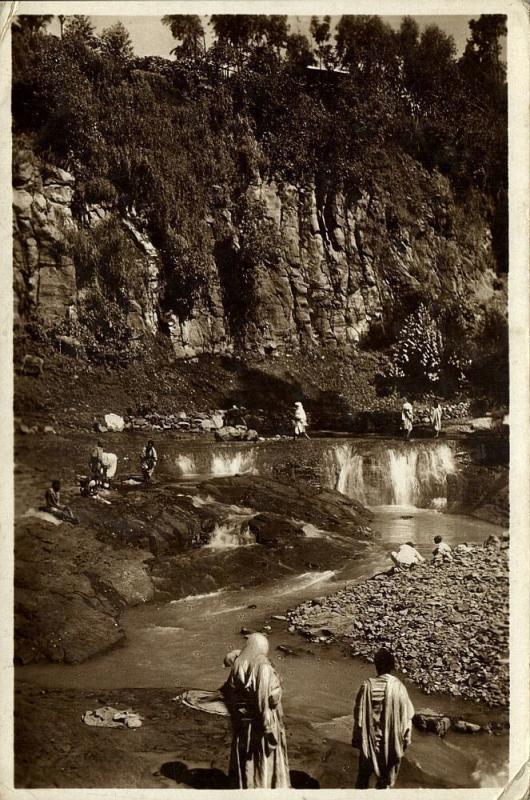 ethiopia, ADDIS ABEBA, Il Fiume Acachi River (1930s) RPPC Postcard