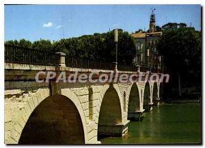 Postcard Modern Sommieres The Roman Bridge And The Tour De I'Horloge On The B...