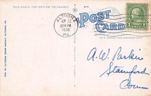 New Post Office, Altoona, Pennsylvania, Early Linen Postcard, Used in 1936