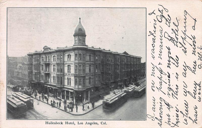 Hollenbeck Hotel, Los Angeles, California, Early Postcard, Used in 1907