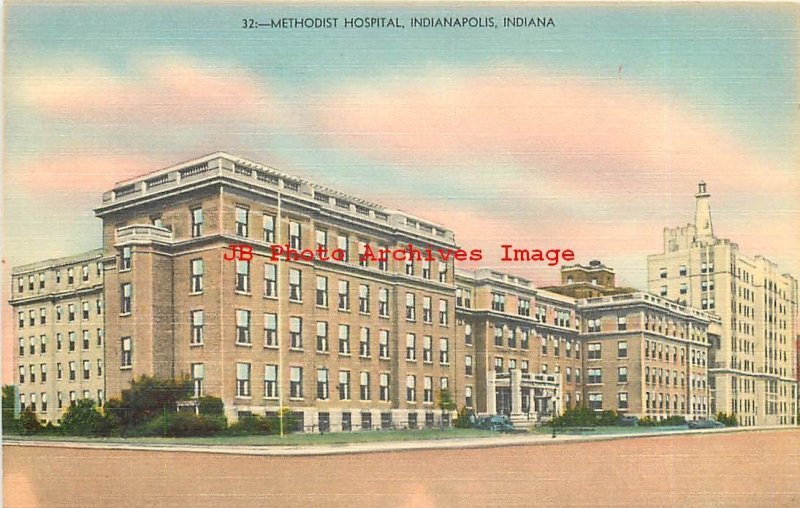 4 Linen Postcards, Indianapolis, Various Hospital Scenes, Methodist-Long-City