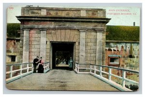 Vintage 1910's Colorized Photo Postcard Main Entrance Fortress Monroe Virginia