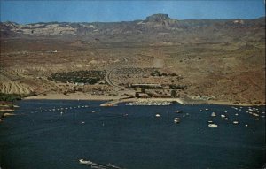 Bullhead City Arizona AZ Lake Mohave Resort Aerial 1950s-60s Vintage Postcard