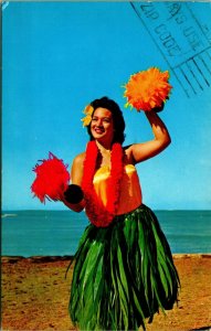 Hula Maid at Kodak Polynesian Hula Show Hawaii HI Chrome Postcard  Q13