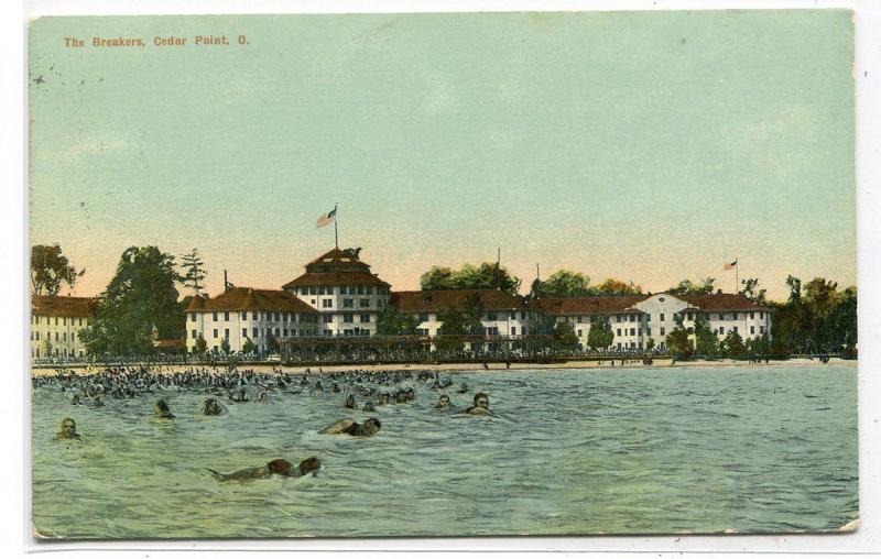 The Breakers Hotels from Lake Cedar Point Ohio 1911 postcard