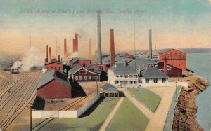 OMAHA Nebraska NE~ AMERICAN SMELTING & REFINING PLANT~Smoke Stacks 1912 Postcard