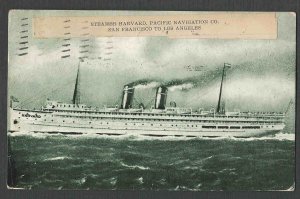 DATE 1911 PPC* VINTAGE STEAMER HARVARD PACIFIC NAVIGATION CO SAN FRAN SEE INFO