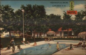 Carlsbad NM Park Motel Swimming Pool Linen Postcard