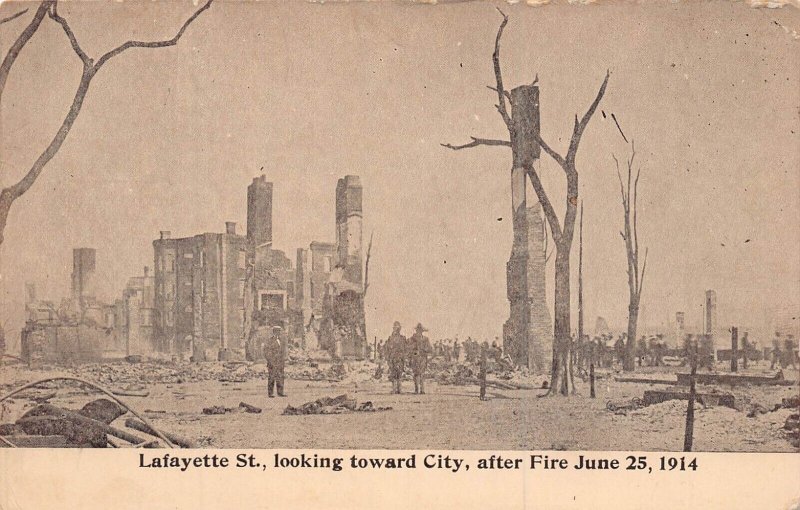 SALEM MASSACHUSETTS~LAFAYETTE ST LOOKING TOWARD CITY AFTER FIRE~1914 POSTCARD